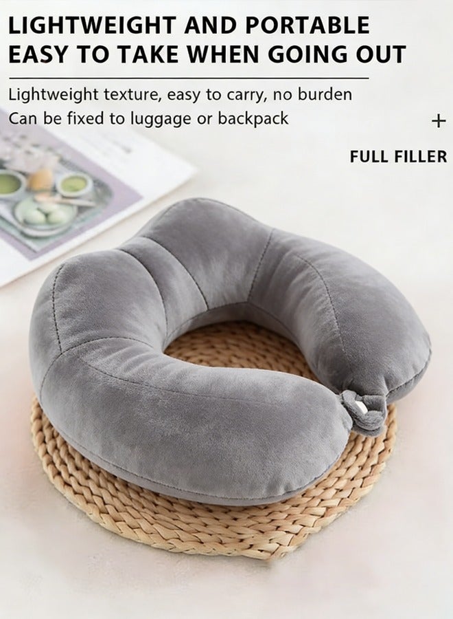 Berma Baby وسادة رقبة للسفر، وسادة دعم رقبة على شكل حرف U، وسادة سفر بالطائرة، وسادة رقبة للسفر، إسفنج ميموري فوم، وسادة رقبة للبالغين من إسفنج ميموري فوم، وسادة طيران قابلة للتعديل، وسادة رقبة مريحة (رمادي) - Image 4